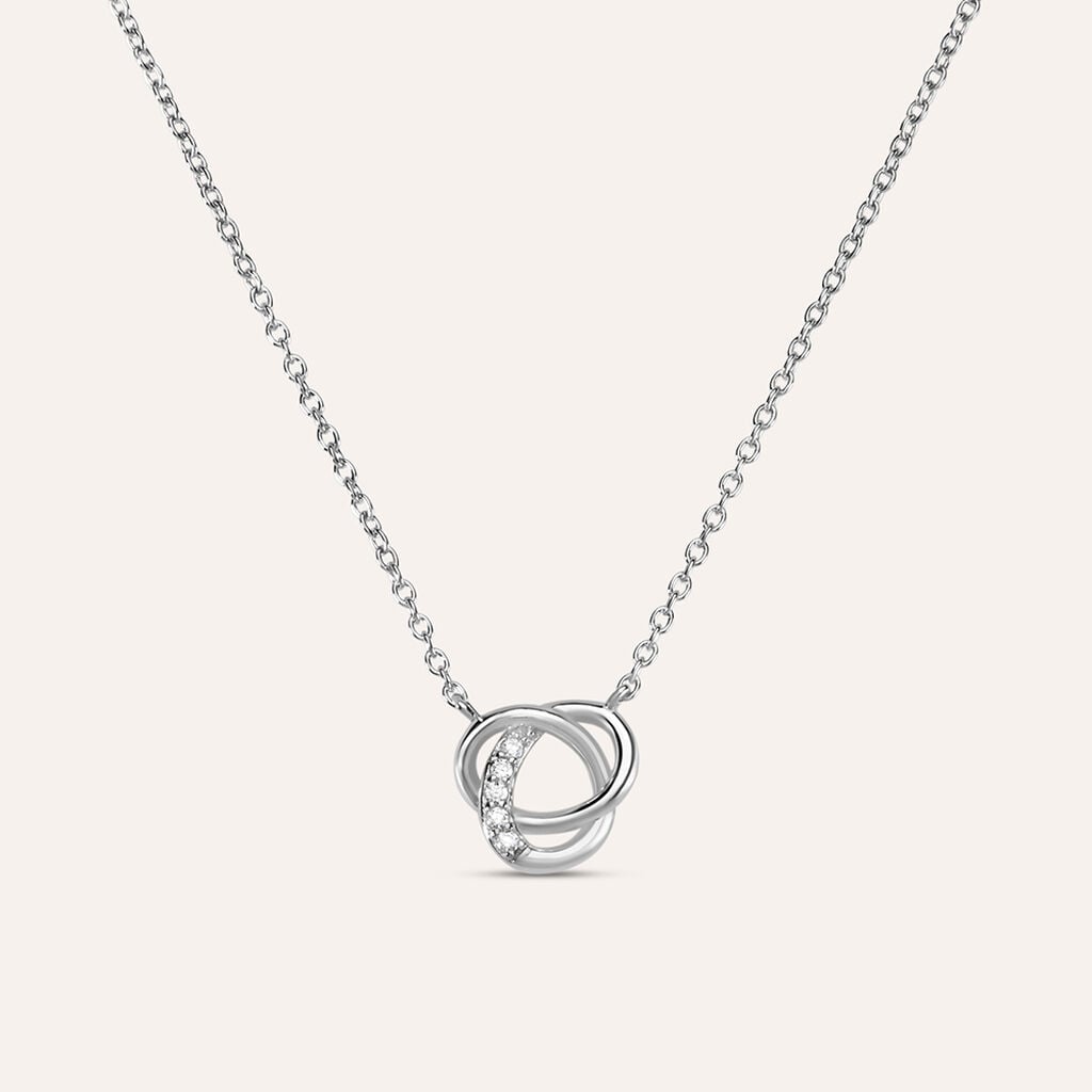 Collana nodo Silver Shine in argento rodiato con zirconi