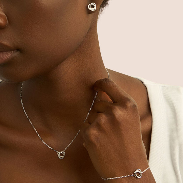 Collana nodo Silver Shine in argento rodiato con zirconi