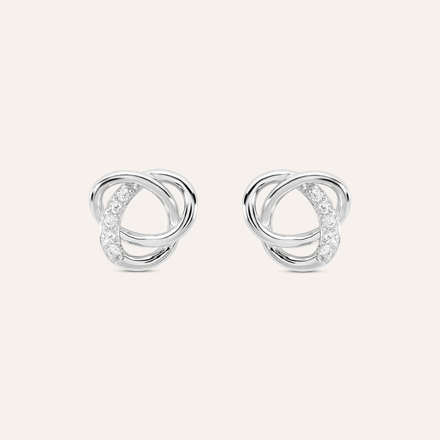 Orecchini nodo Silver Shine in argento rodiato con zirconi