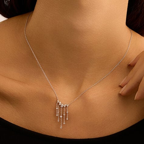 Collana goccia Silver Elegance in argento rodiato con zirconi