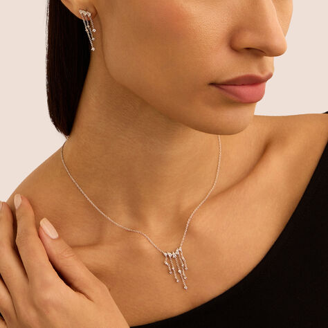 Collana goccia Silver Elegance in argento rodiato con zirconi
