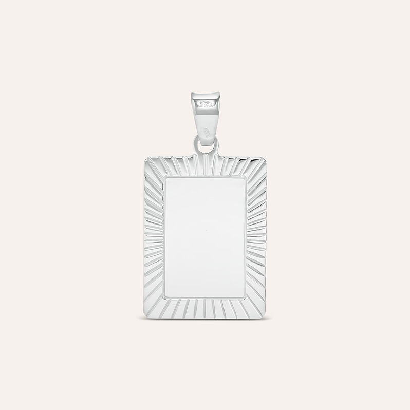 Pendente rettangolo Love Beats in argento rodiato