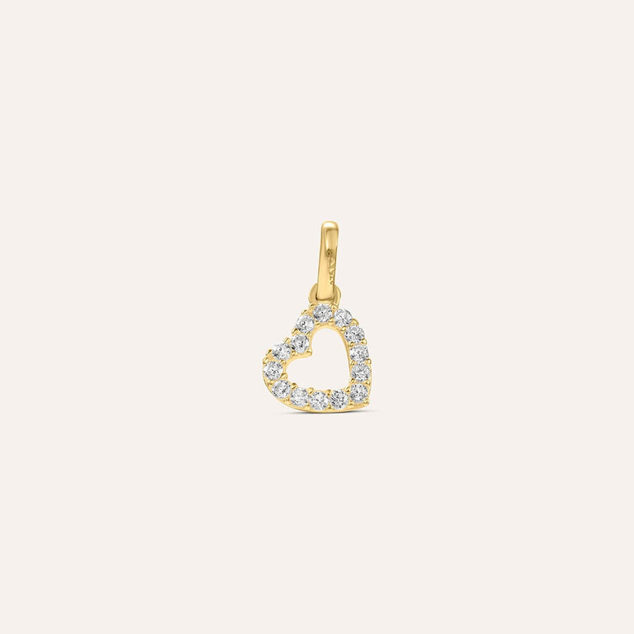 Pendente cuore Poème in oro giallo 9 kt con zircone