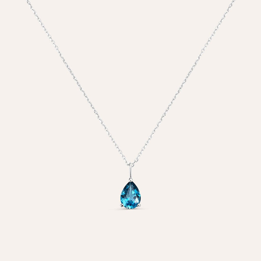 Collana punto luce Amélie in oro bianco 9 kt con topazio London Blue