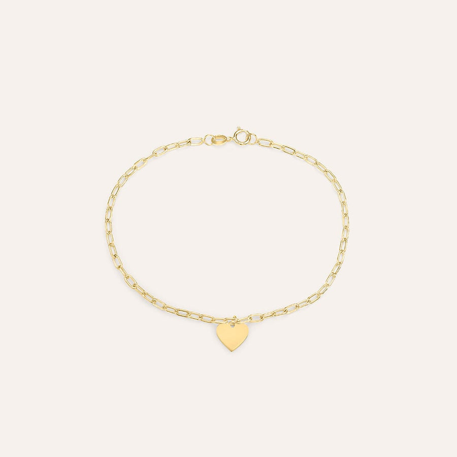 Bracciale cuore Beverly in oro giallo 9 kt, 18 cm
