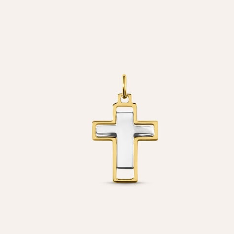 Pendente croce L'Homme Or in oro bicolore 9 kt