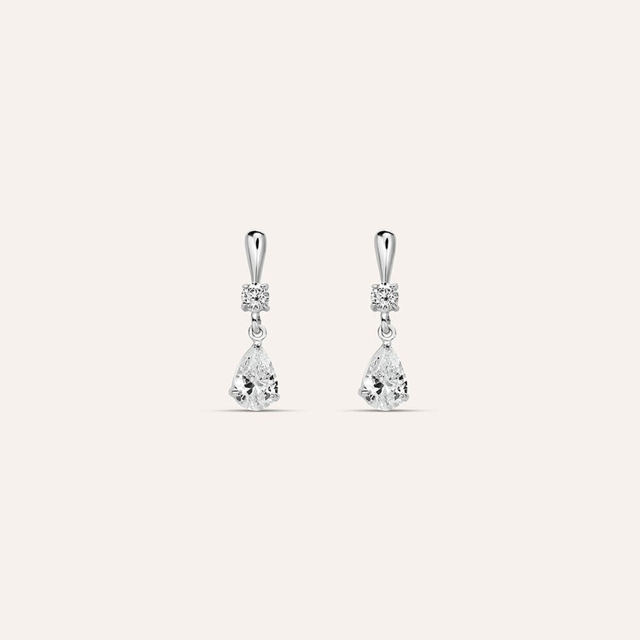 Orecchini pendenti goccia Bon Ton in oro bianco 9 kt con zirconi