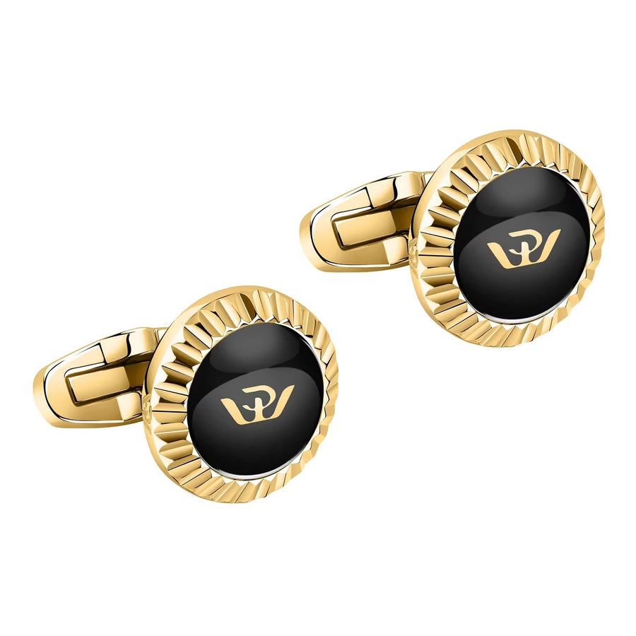 Gemelli Philip Watch J Uomo Acciaio Dorato e Smalto Nero