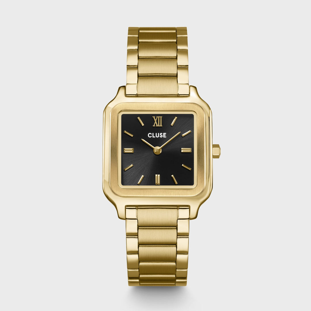 Orologio Donna Quadrato Dorato in Acciaio con Quadrante Nero Elegante