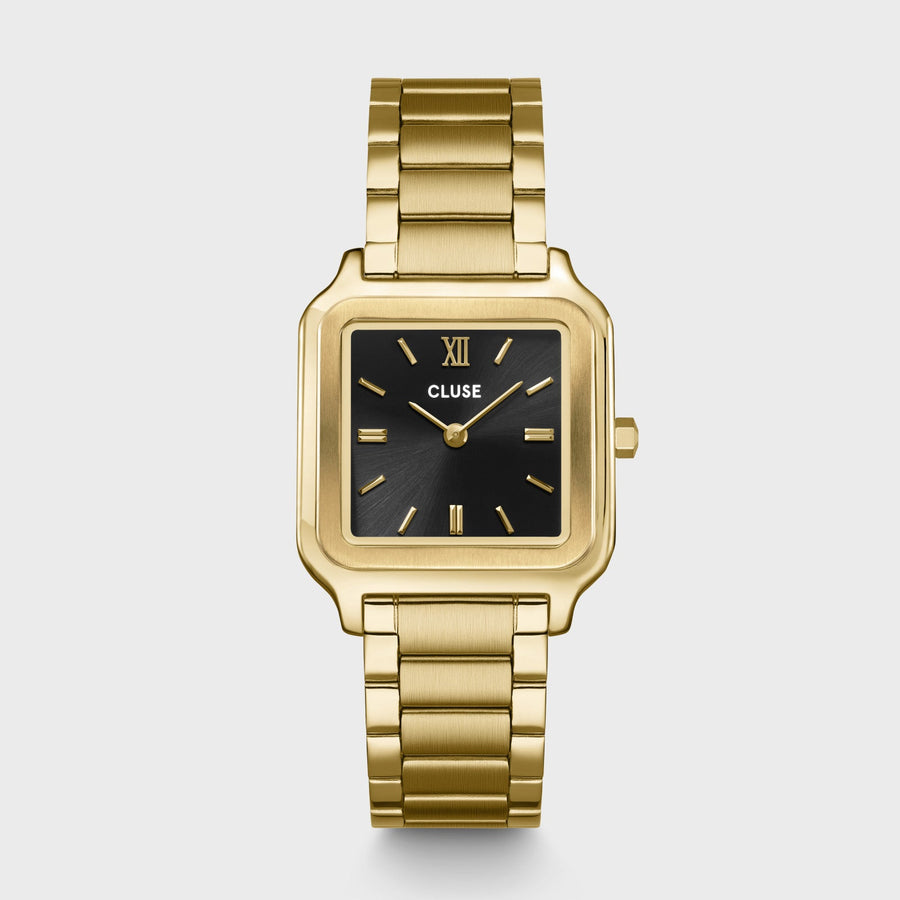 Orologio Donna Quadrato Dorato in Acciaio con Quadrante Nero Elegante