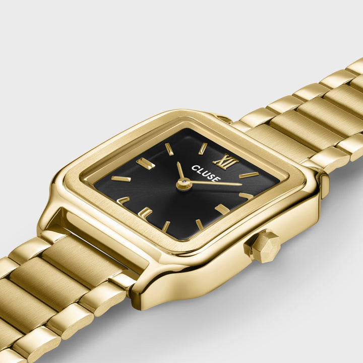 Orologio Donna Quadrato Dorato in Acciaio con Quadrante Nero Elegante