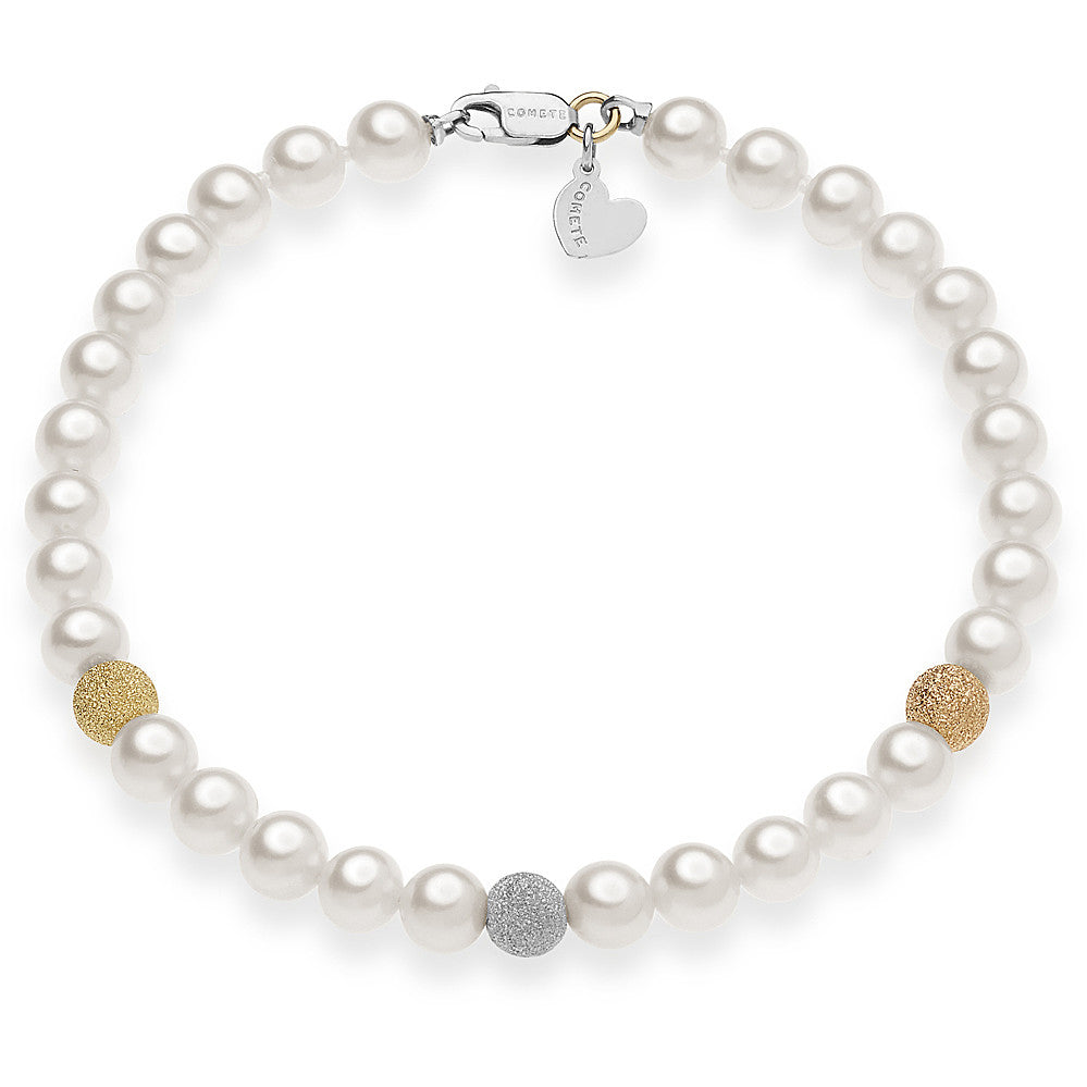 Bracciale Comete Fili Fantasia con Perle e Oro 18 kt Tre Colori