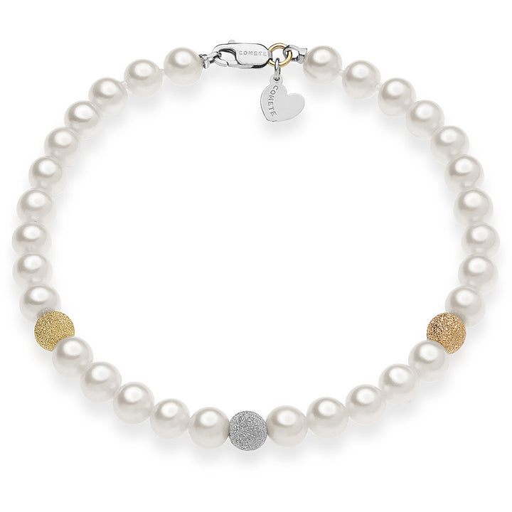 Bracciale Comete Fili Fantasia con Perle e Oro 18 kt Tre Colori