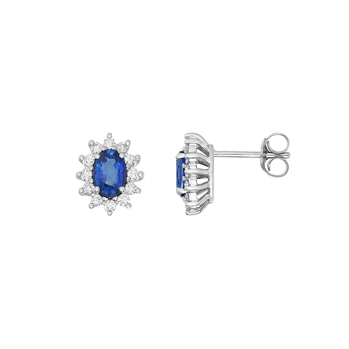 Orecchini Comete Regina in Oro Bianco 18 kt con Zaffiri Blu e Diamanti