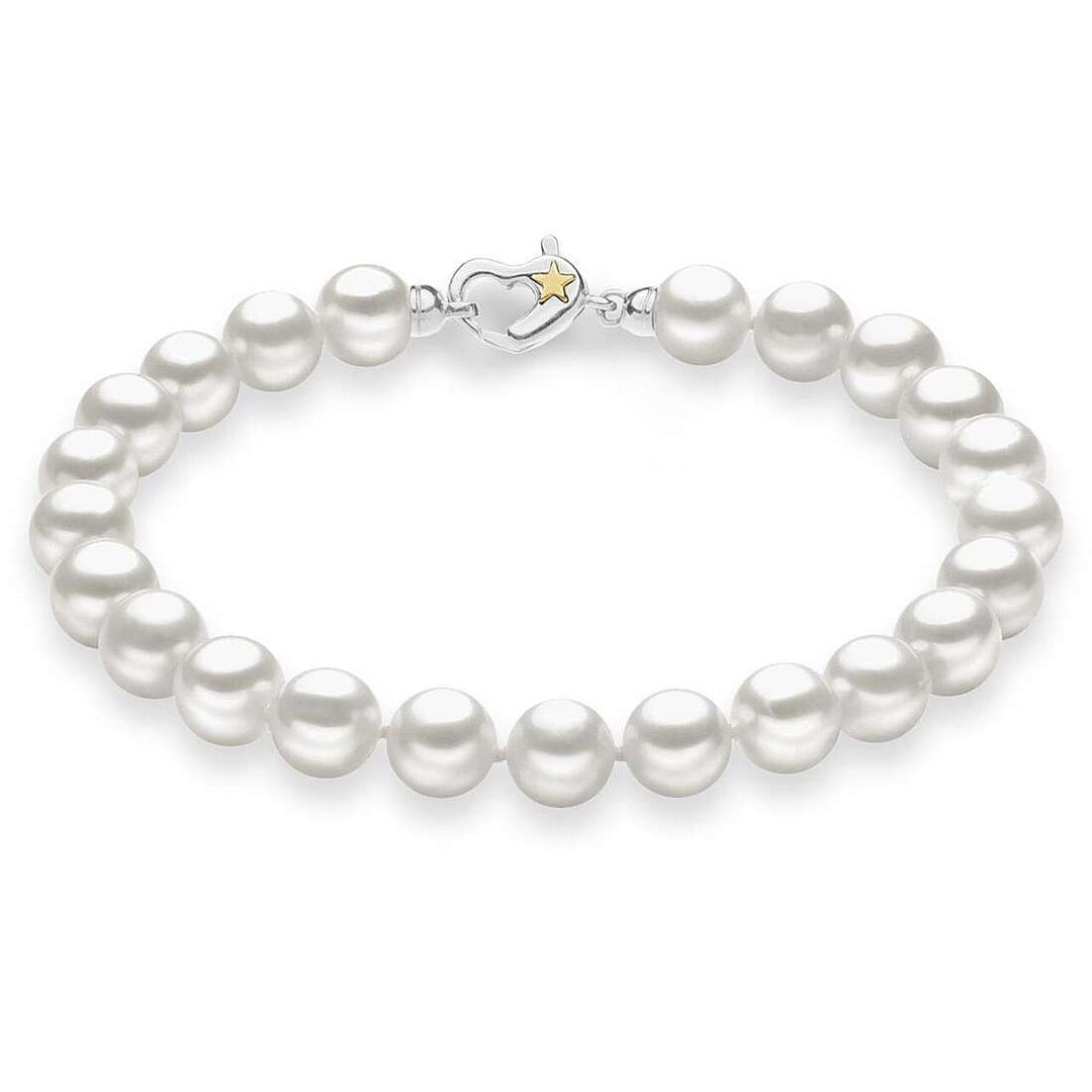 Bracciale Comete Perle Acquadolce con Cuore in Argento e Stella in Oro