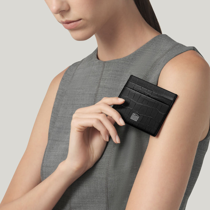 Portacarte Pelle Croco Nera