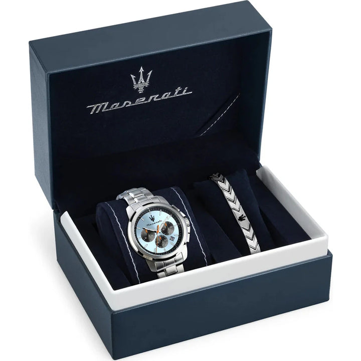 Orologio Maserati Successo Cronografo Azzurro con Bracciale Iconic  Special Box