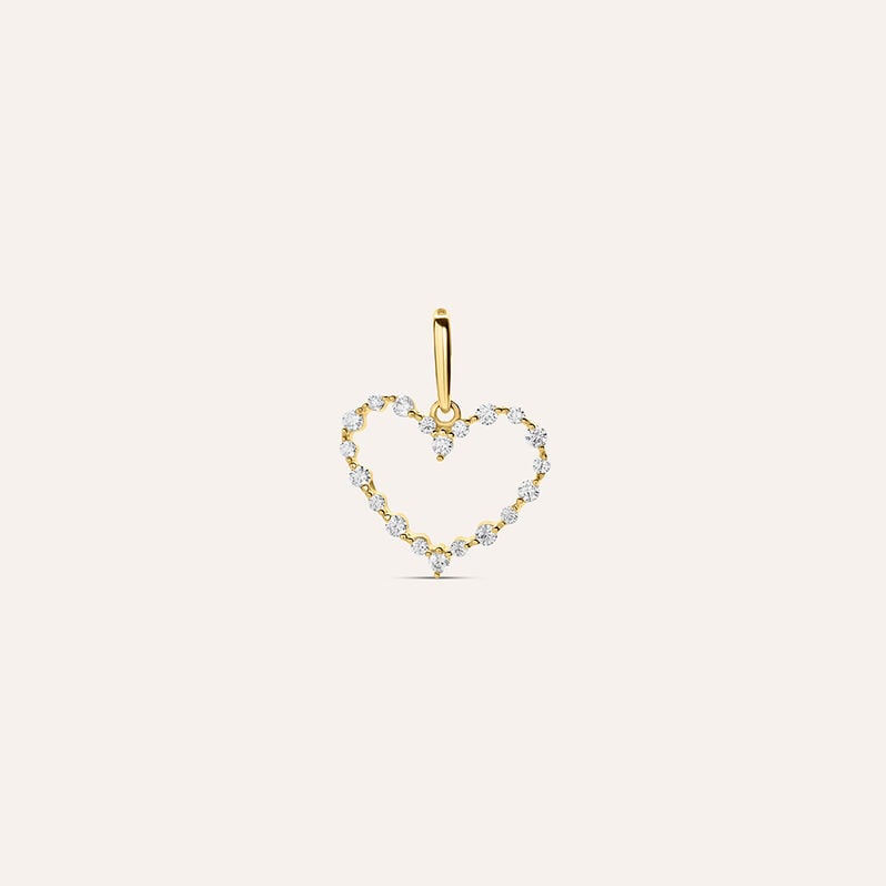 Pendente cuore Poème in oro giallo 9 kt con zircone