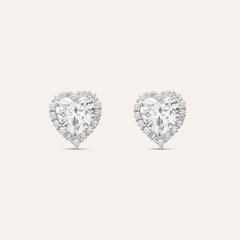 Orecchini cuore Claire in oro bianco 9 kt con zircone