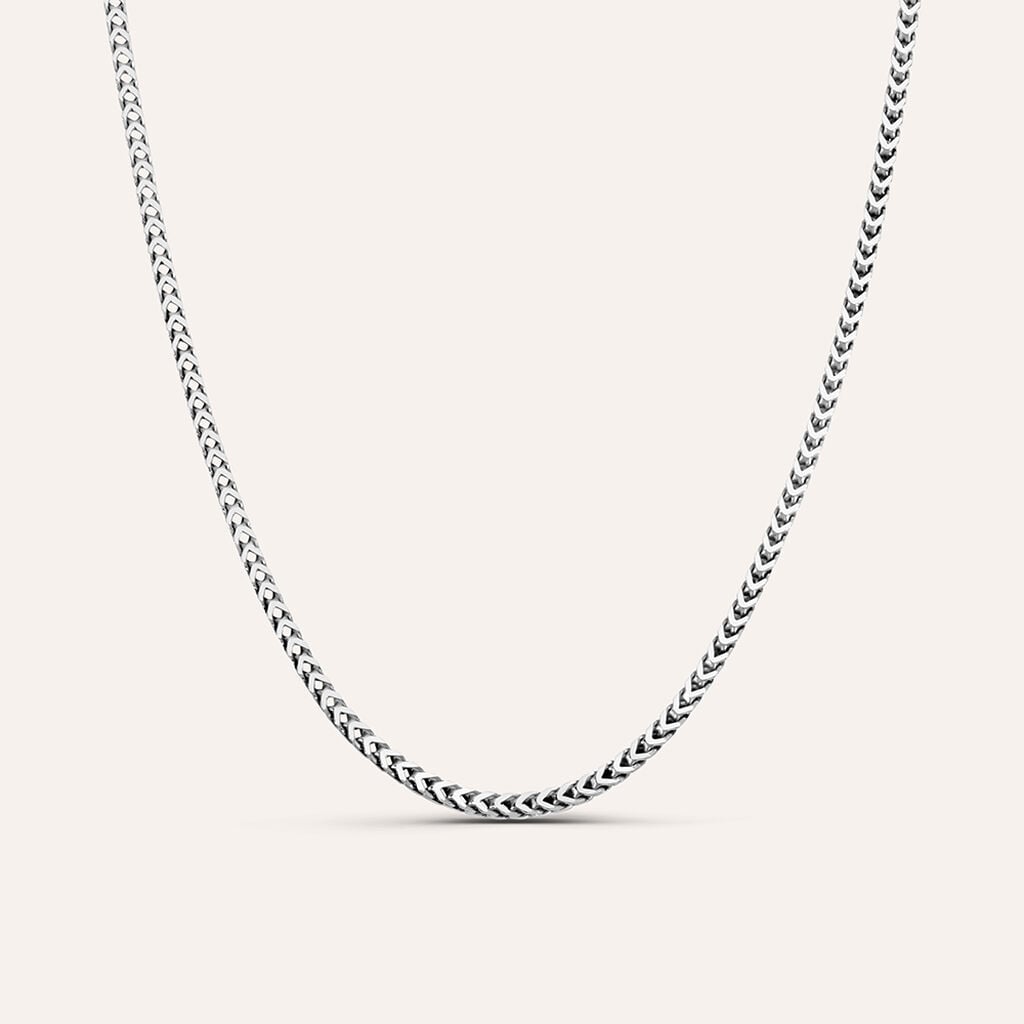 Catena groumette Gentleman in argento rodiato, 50 cm