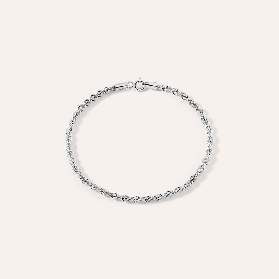 Bracciale catena corda Colette in oro bianco 9 kt, 18 cm