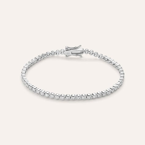 Bracciale tennis Silver Elegance in argento rodiato e zirconi, 18 cm