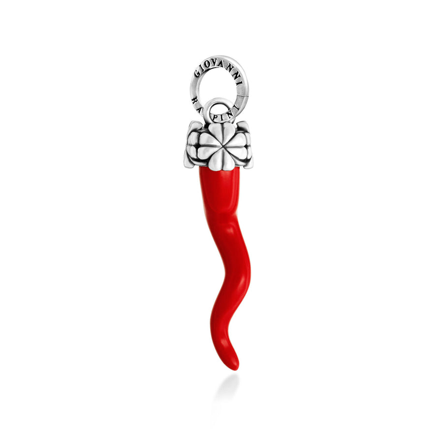 charm corno rosso quadrifogli