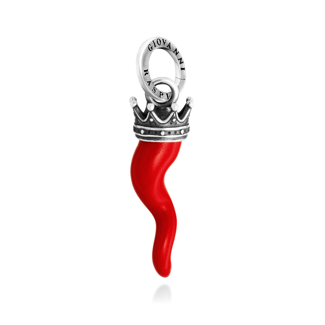 charm corno rosso corona piccolo