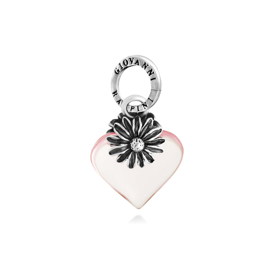 charm cuore margherita rosa