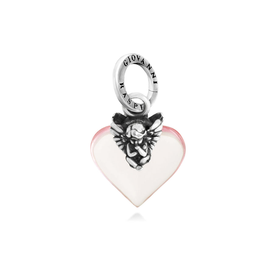 charm cuore angelo rosa