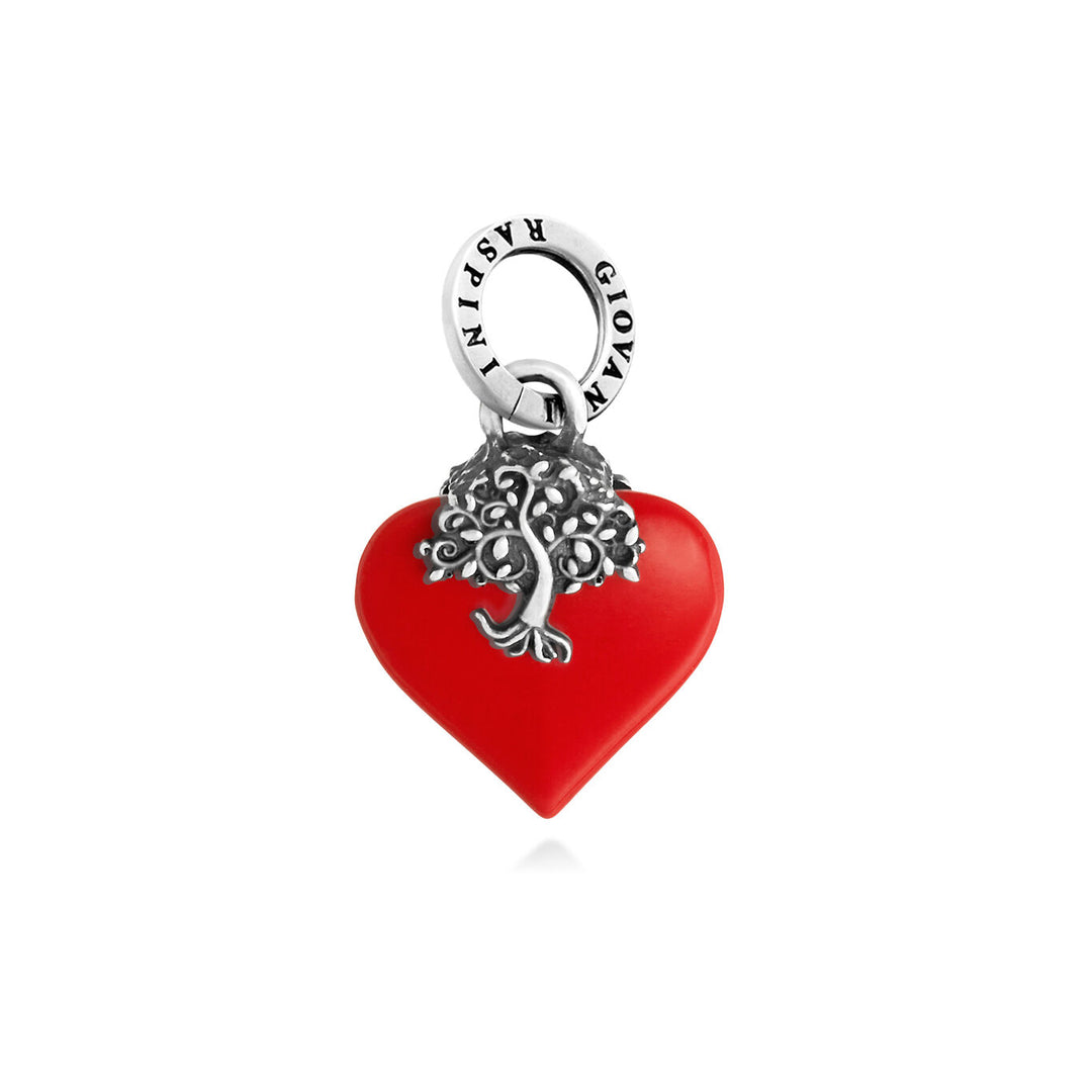 charm cuore albero della vita rosso