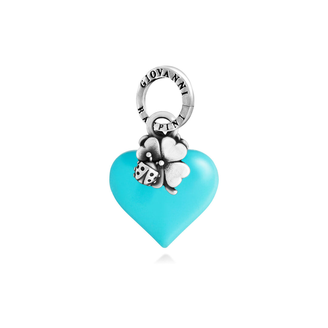 charm cuore lucky azzurro