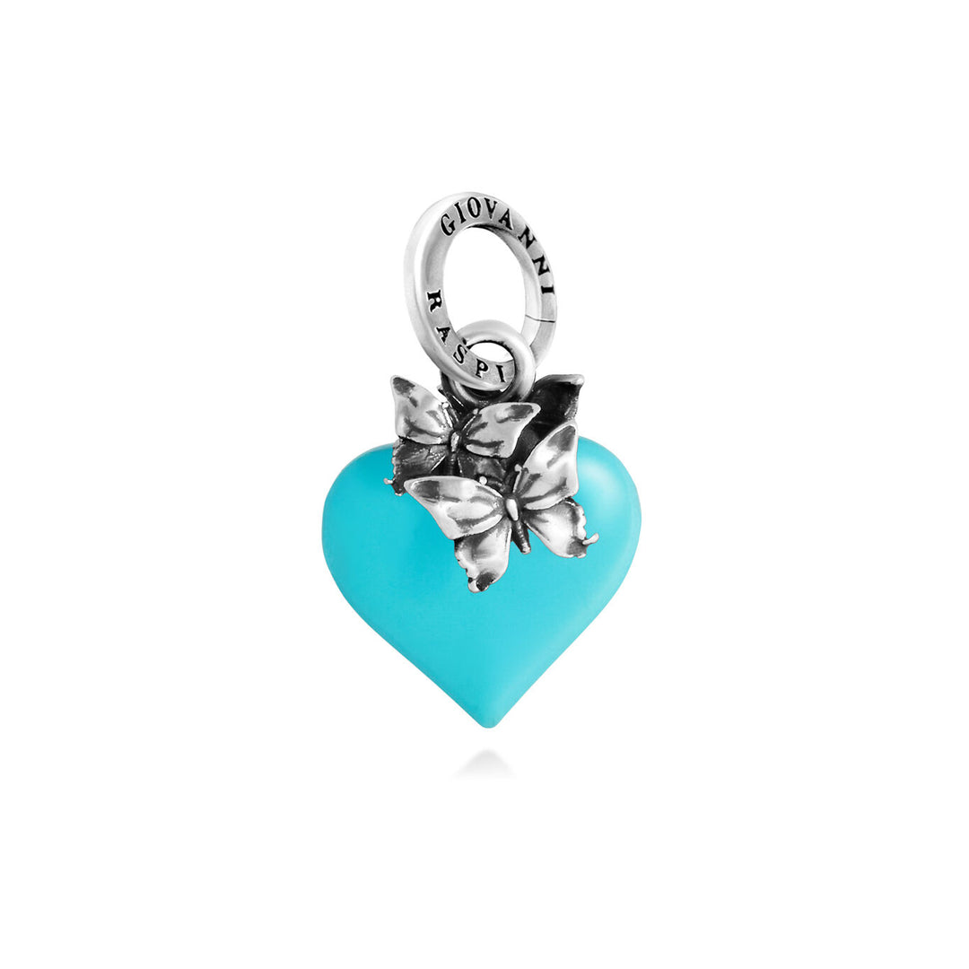 charm cuore farfalle azzurro
