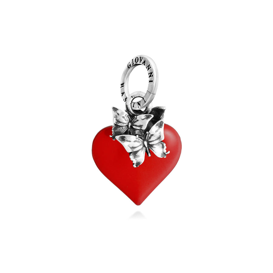 charm cuore farfalle rosso
