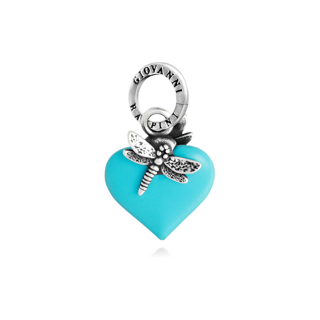 charm cuore libellula azzurro