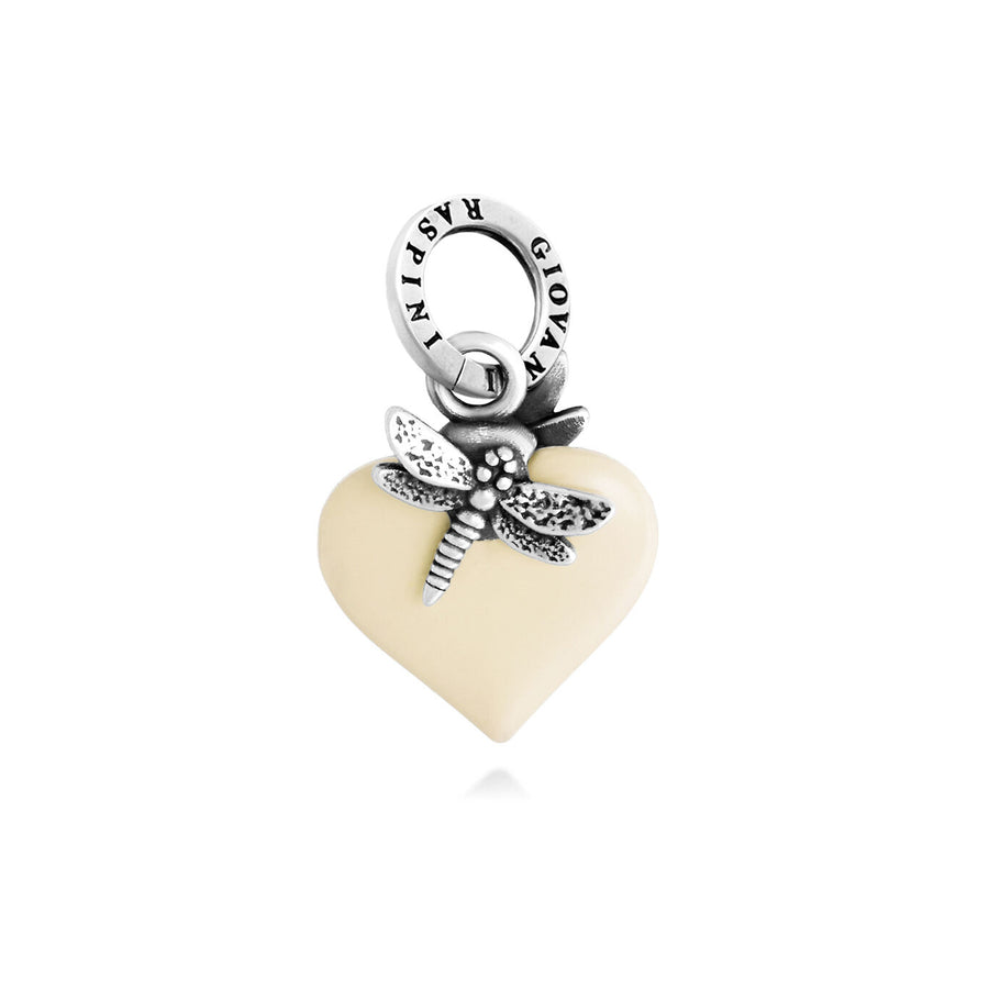 charm cuore libellula avorio