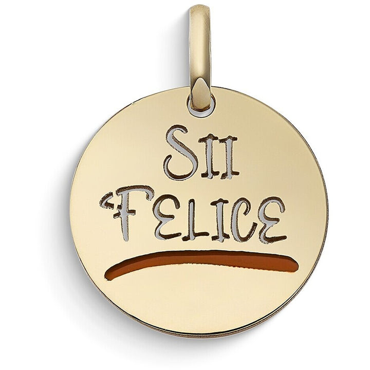 Charm Comete Stella Bag Sii Felice in Oro Giallo 9 kt e Smalto Rosso