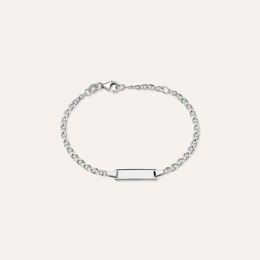 Bracciale con targhetta Silver Baby in argento rodiato, incidibile