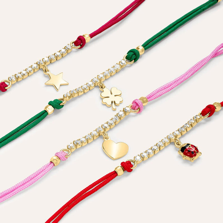Bracciale cuore Silver Baby in argento dorato e cordino