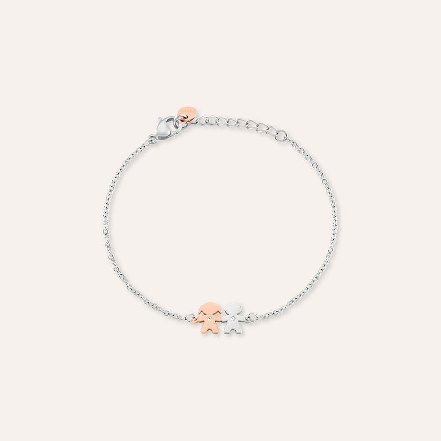 Bracciale bimba e bimbo Sunrise in acciaio bicolore con cristalli