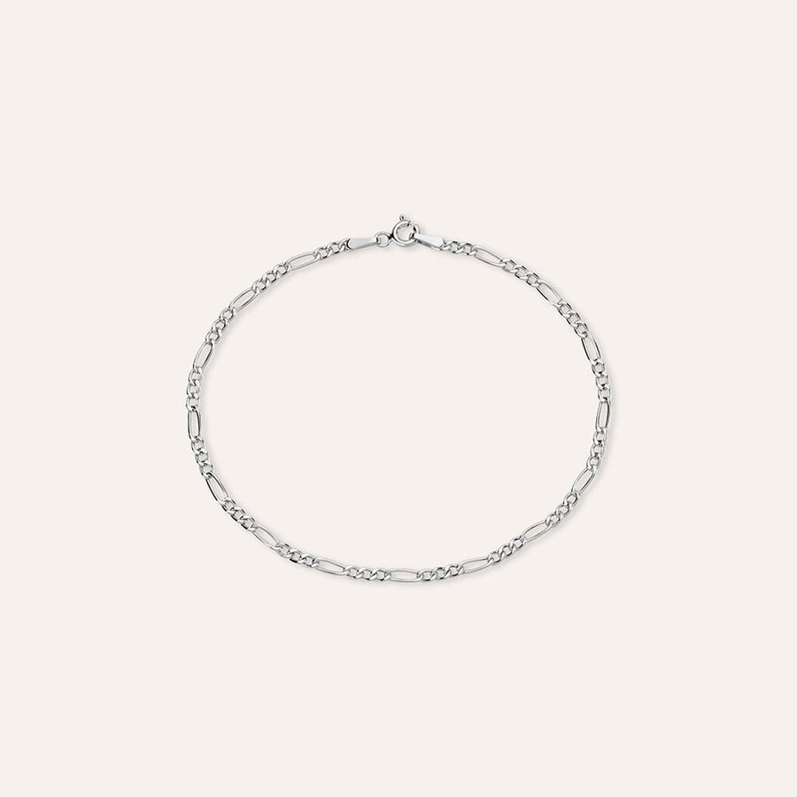 Bracciale catena alternata L'Homme Or in oro bianco 9 kt, 20 cm