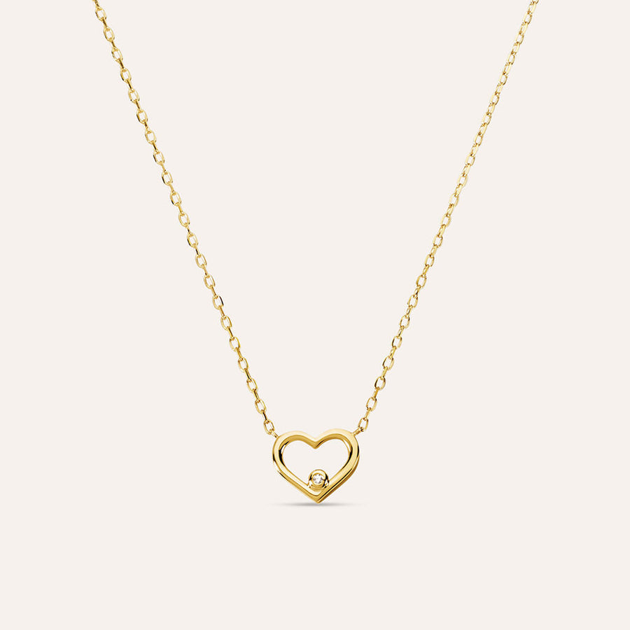 Collana cuore Mon Petit in oro giallo 9 kt con diamante