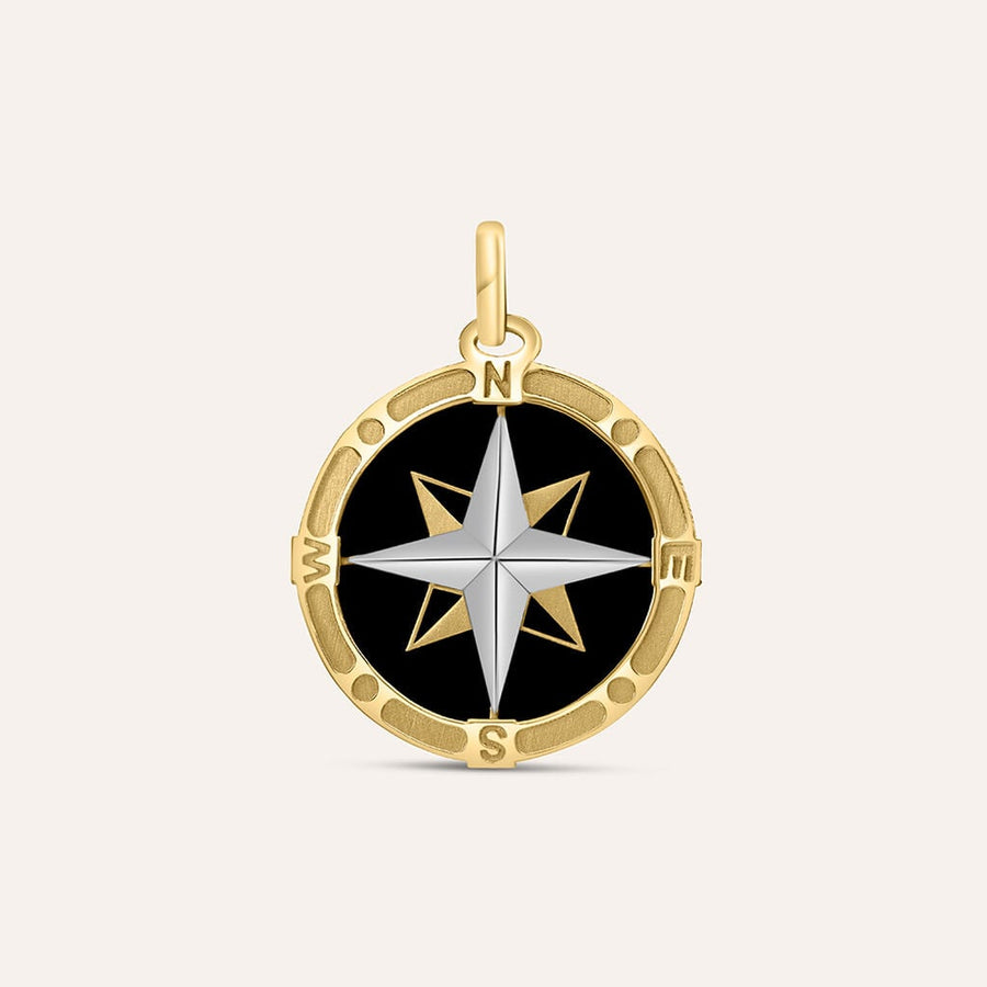 Pendente rosa dei venti L'Homme Or in oro bicolore 9 kt e smalto