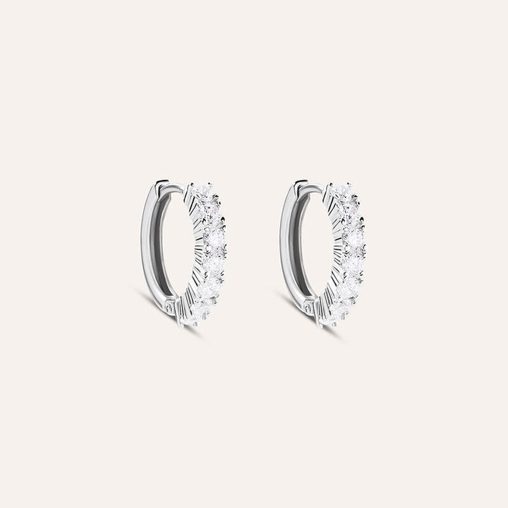 Orecchini a cerchio Silver Elegance in argento con zirconi, 13 mm