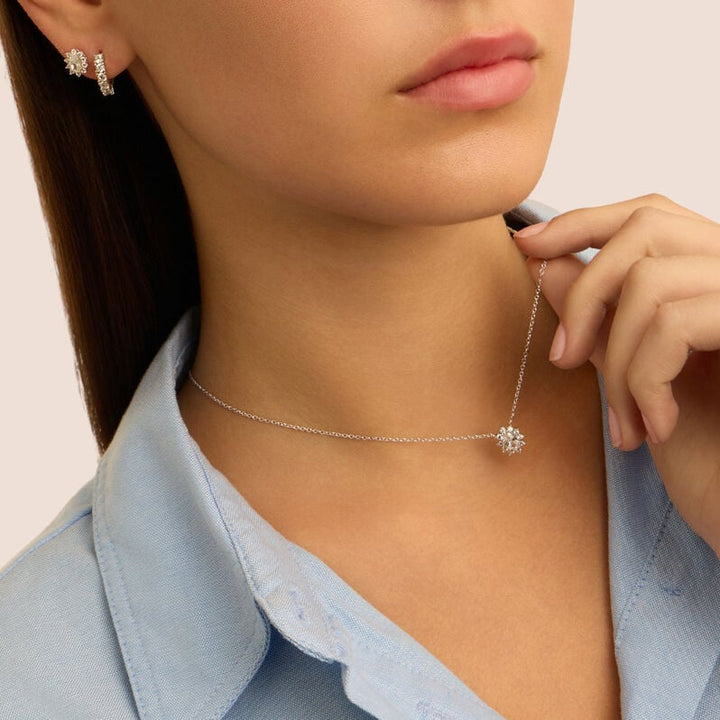 Orecchini a cerchio Silver Elegance in argento con zirconi, 13 mm