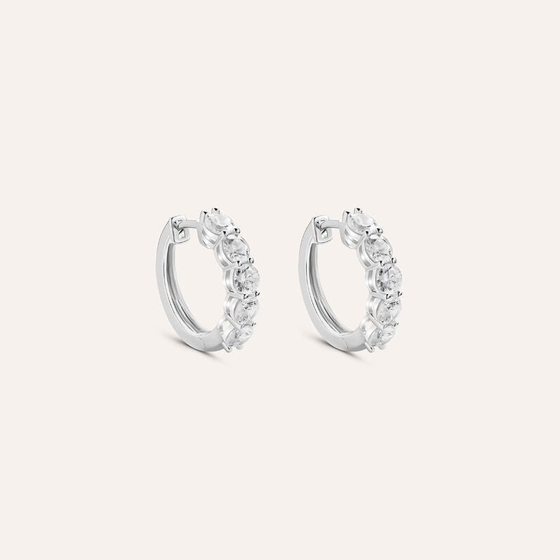 Orecchini a cerchio Silver Elegance in argento rodiato con zirconi