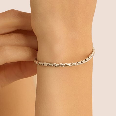 Bracciale catena Silver Collection in argento rodiato, 20 cm