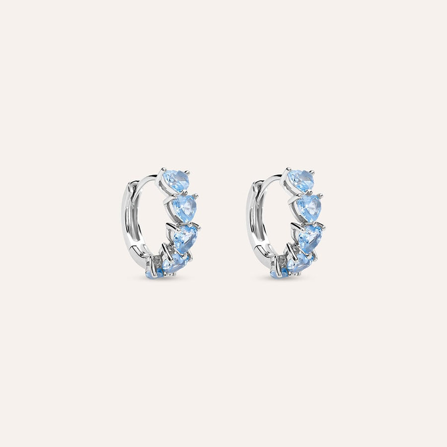 Orecchini a cerchio cuori Silver Rainbow in argento con zirconi azzurri