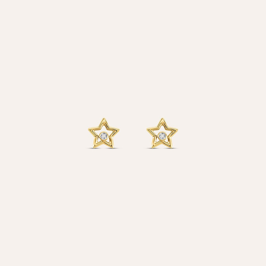 Orecchini stella Mon Petit in oro bicolore 9 kt con diamanti