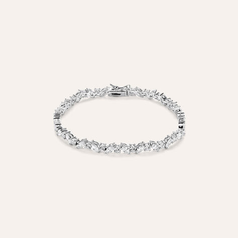 Bracciale tennis Silver Elegance in argento con zirconi marquise, 16 cm